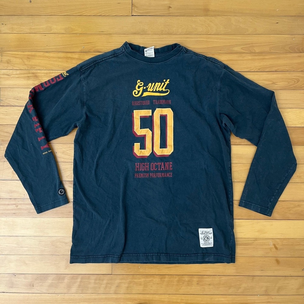 Vintage G-Unit Fifty Long Sleeve T-Shirt Navy Blue Mens Large 50 Cent y2k vtg